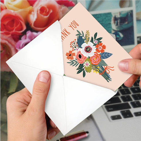 5 7 Inch (1 C2814ITYG NobleWorks - Thank You Greeting Card with x Envelope Card) Bouquets of Thanks