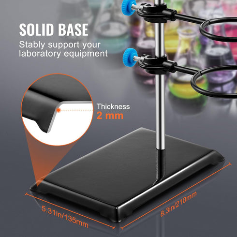 VEVOR Lab Stand Support Set, Steel Lab Stand 23.6" Rod with 8.3" x 5.7" Cast Iron Base