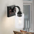 1-Light Mecgirn Black Wall Sconces, Farmhouse Vanity Light Fixtures for Bathroom, Wood Wall Lighting with Clear Glass