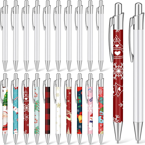 Yexiya Sublimation Blank Heat Transfer Ballpoint Pens, 10 Pcs with Shrink Wrap, White Aluminum Clip for School