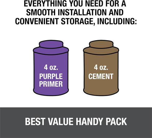 Oatey 30246 4 oz. PVC Regular Clear Cement and 4 oz. NSF Purple Primer Handy Pack