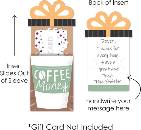 Set 8 Big Dot of Happiness But First, Coffee - Cafe Themed Party Money and Gift Card Sleeves - Nifty Gifty Card Holders