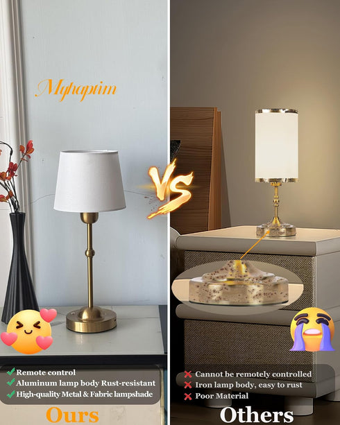 AILELANG Dimmable 3000/4000/6000K Rechargeable Table Lamps Cordless, Portable Touch Battery Powered Lights with Fabric