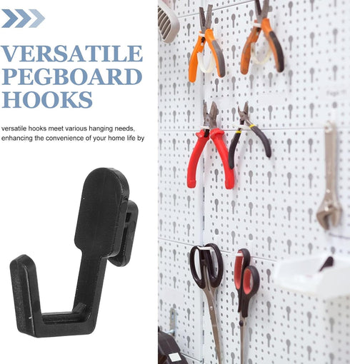 20pcs Beaupretty Black Plastic Pegboard Hooks for Garage and Kitchen Storage, Multi-Purpose Workbench and Tool