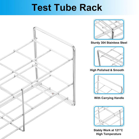 PATIKIL 10 Holes Tube Rack, 3 Layer 304 Stainless Steel Tube Holder Stand with Handle for 31mm Dia Tubes