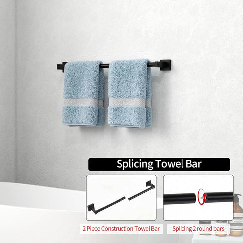 24" 2 Pack MKO Towel Bar for Bathroom, Hand Towel Holder Rod with Metal, Black Towel Racks for Bathroom Hanger Wall