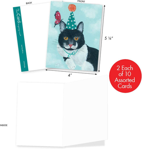 The Best Card Company 20 Assorted Blank Notes Bulk Box Set - 4 x 5.12 Inch with Envelopes (10 Designs, 2 Each)
