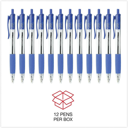 Universal Comfort Grip Ballpoint Pen, Retractable, Medium 1 Mm, Blue Ink, Dozen