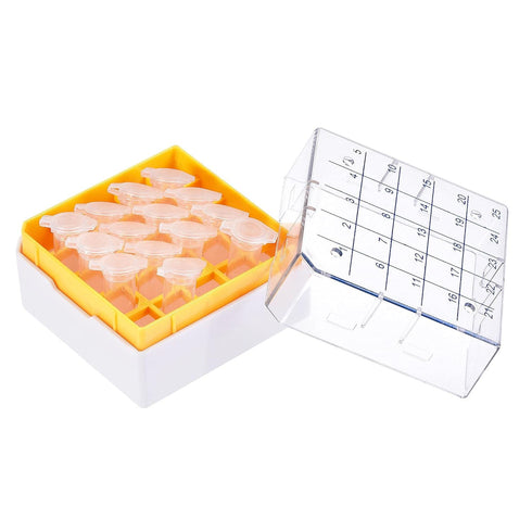 uxcell Centrifuge Tube Freezer Storage Box, 25 Places, Waterproof Polypropylene Holder for 1.8/2ml Tubes