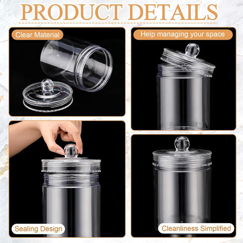 Geiserailie Set 4 of Plastic Sundry Jars with Lid Medical Sundry Jars Unlabeled Clear Dressing Storage Containers
