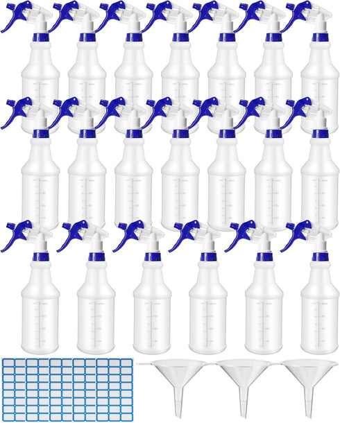 Eccliy 20 Pack 16 Oz Empty Spray Bottles for Cleaning | Leak Proof with Measurements and Adjustable Nozzle