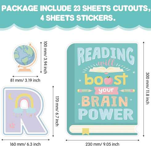 Patelai 23 Pcs Reading Classroom Decorations Reading Bulletin Board Set Reading Poster for Teachers Classroom Reading Banner and Poster Reading Wall Decor for Preschool Elementary Library (Macaron) by Patelai