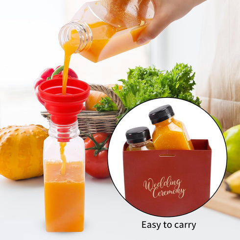 20pcs 12oz SUPERLELE Plastic Juice Bottles with Caps, Reusable Juicing Bottles, Clear Drink Containers with Lids