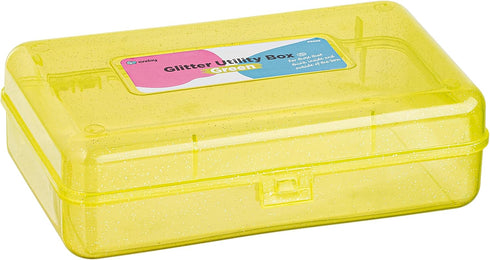 Enday Green Pencil Box, Plastic Pencil Case, Multipurpose Storage Utility Box Organizer with Snap Closure for Home and