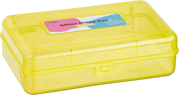Enday Green Pencil Box, Plastic Pencil Case, Multipurpose Storage Utility Box Organizer with Snap Closure for Home and