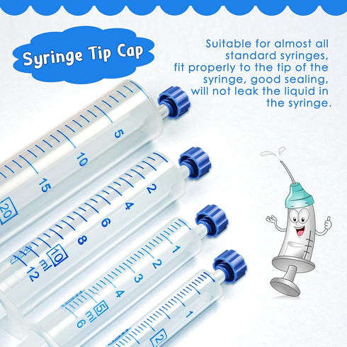 Syringe Tip Caps, No Needle Lock Cap for Feeding Tubes Lab Supplies, Blue (150 Pieces)