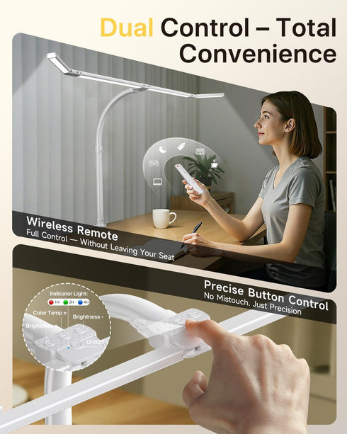 42" 4-Segment 1800LM ONEMIX LED Desk Lamp with Clamp, Architect Desk Light with Remote, Adjustable Bar, Bright