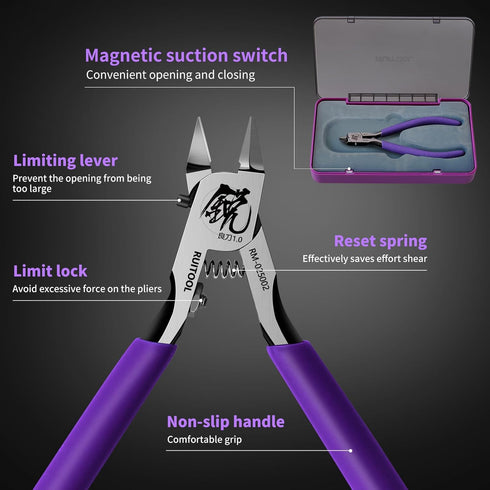 RUITOOL Model Nippers, Gundam Model Tools for Beginners, Ultra-thin Non-slip Grip, 4.7 Inch Sharp Cutters.
