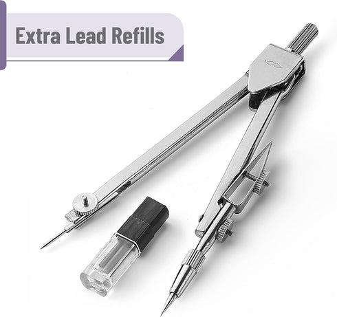 Mr. Pen- Compass for Geometry, Silver with Extra Leads, Metal Compass Drawing Compass, Geometry Compass, Math Compass, Compass Drawing, Drafting Compass, Drafting Tools by Mr. Pen