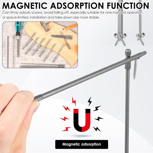 23pcs Set, Set (11x4" 11x8") T6-T40 S2 Torx Screwdriver Tamper Proof Torx Bit + With Bit Holder Ultra-Long Security