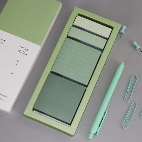 Green Sticky Notes Set - 240 Sheets Lined Pastel Self-Stick Index Tabs for Planner, Bullet Journal, Calendar (Avocado