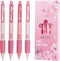 Retractable Ballpoint Pens, Fine Point (0.5mm), Black Ink, 4-Count Pack, Cute Sekura Pens for School Office Supplies