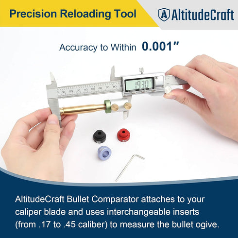 Bullet Comparator Kit with 14 Inserts, Universal Fit for .17 to .45 Calibers, Precision Reloading Supplies