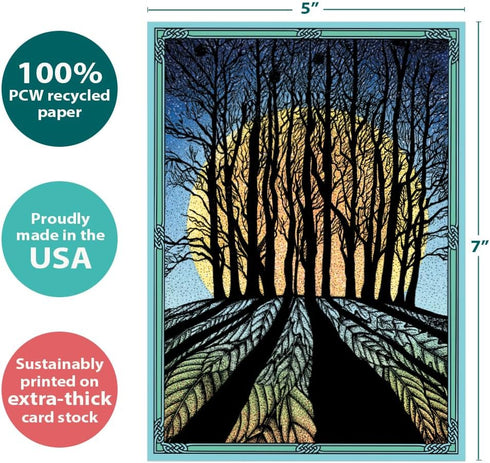 Tree-Free Greetings Solstice Cards and Envelopes, Set of 10, 5 x 7", Winter Solstice