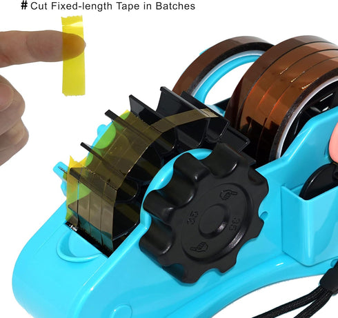 Heat Tape Dispenser Blue Multi-Roll Set, PreCut 1.4'' Pieces for Heat Press Machine with Semi-Automatic Dispenser