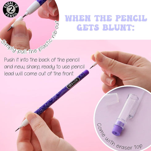 BAZIC Multi Point Pencil Paisley with Latex Free Eraser, Non-Sharpening Multipoint Pencils Smooth Write