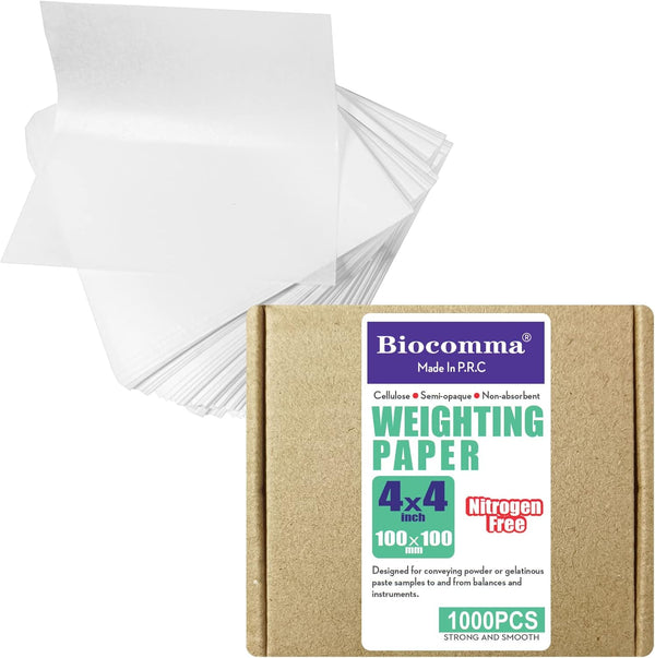 4x4 inches Cellulose Weighing Paper Sheet, Nitrogen Free, Non-Absorbing, High-Gloss (1000 Pcs)