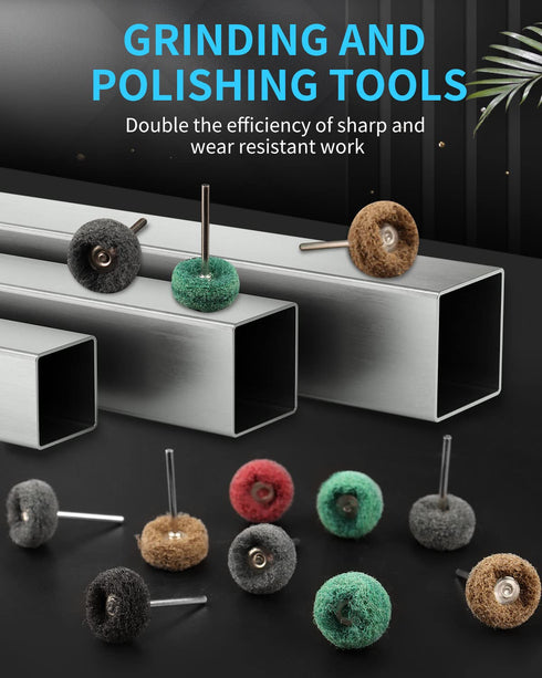 Rocaris 50 Pcs Abrasive Buffing Wheels, 1 inch for Rotary Tools, 120Grit to 600Grit