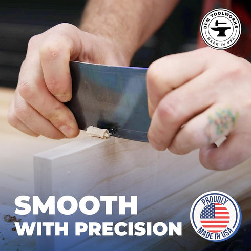 Rectangle Card Scraper, Precision Multi-use Scraper for Woodworking, Quality Handcrafted Tool, Made in USA, Blue