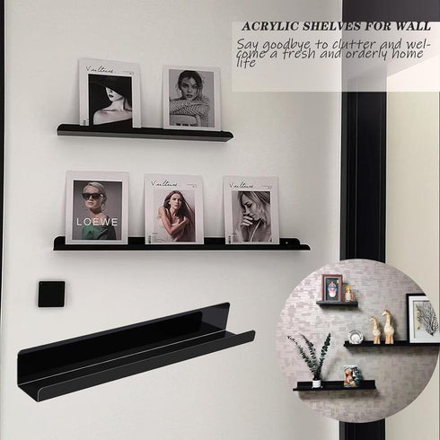 podafu 2 Pack 17 Inch 12 Lbs Super Magnetic Book Shelf Floating Bookshelves for RefrigeratorsWhiteboards and Folders