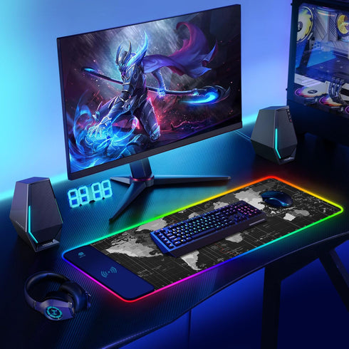 ToLuLu 5/7.5/10/15W 10 800x300x4MM RGB Gaming Wireless Charging Mouse Pad, Light Modes LED Mouse Pad Computer Keyboard