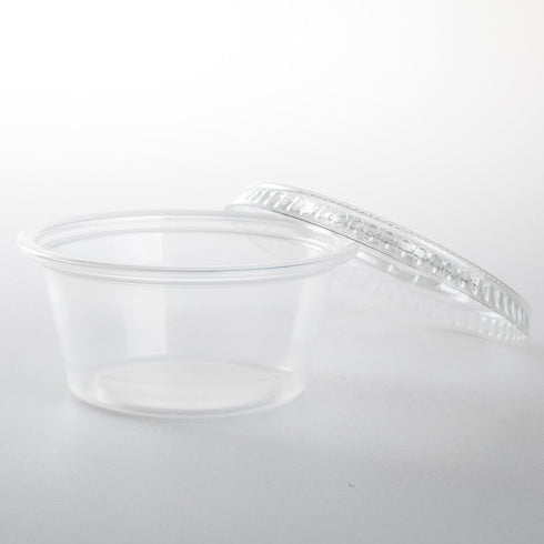 Golden Apple Clear Plastic Jello Shot Souffle Cups, 3.25oz, 100sets with Lids