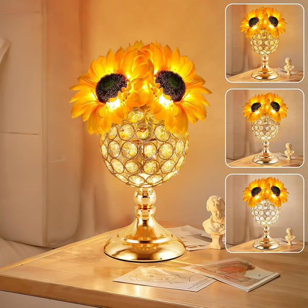 Sunflower Table Lamps for Women-Sunflower Flower Touch Lamp with 3-Color Infinitely Dimming,10+