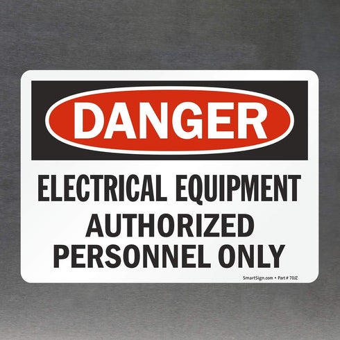 SmartSign-U9-1488-ND "Danger - Electrical Equipment, Authorized Personnel Only" Label | Laminated Vinyl 5" x 7"