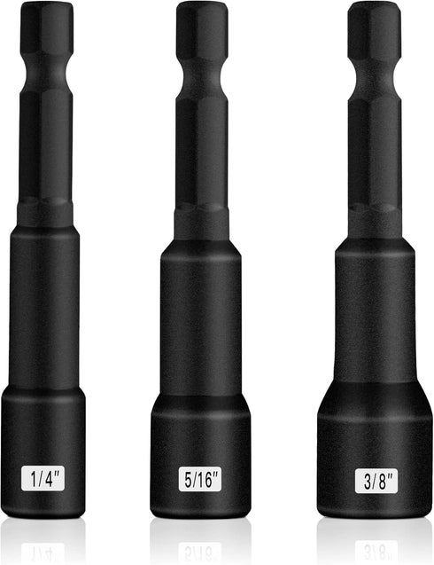 BOEN 3 Piece 1/4 inch Magnetic Nut Driver Set, Quick-Change Hex Shank SAE Nut Driver, Cr-V Steel