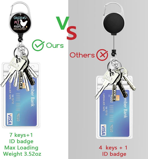 Piefly Lanyards for Id Badges, Funny Badge Holder with Retractable Badge Reel Clip, Chicken Work Card Name Tag Keychain
