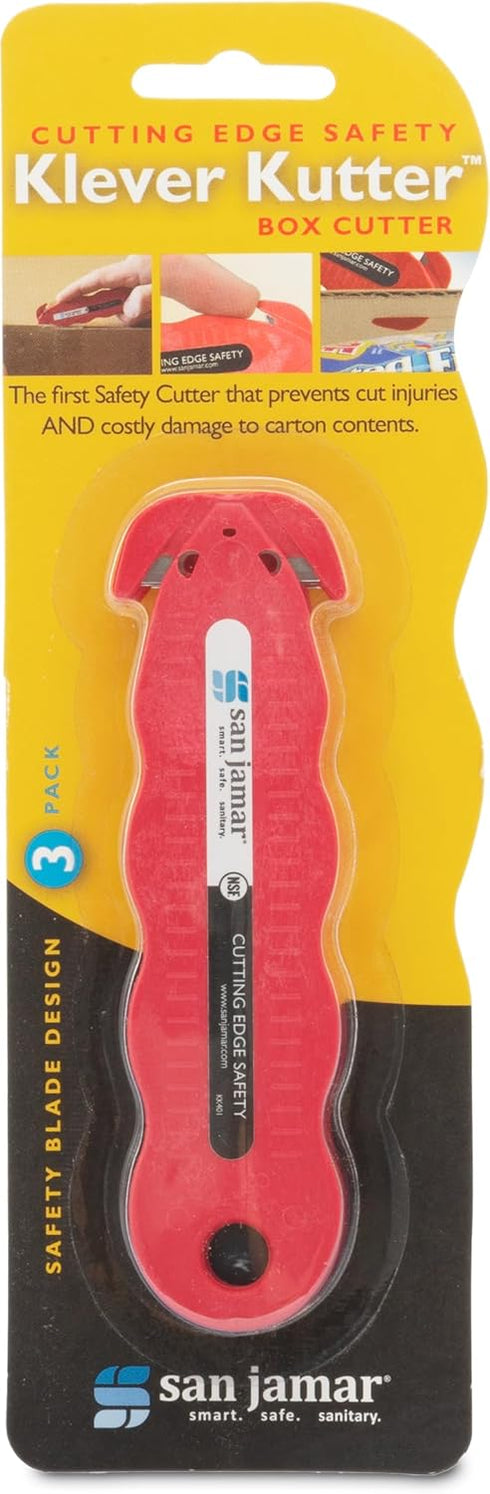 San Jamar Klever Kutter Safety Box Cutter Knife KK401YL, Yellow