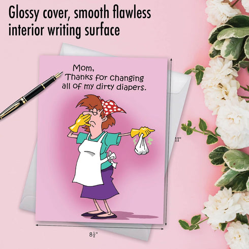 NobleWorks Jumbo Humorous Mother's Day Card, 8.5 x 11 Inch with Envelope, Big Jumbo Mom Dirty Diapers J1599MDG