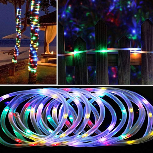 XUNATA Solar String Lights, 23FT 50 LED Outdoor Lighting Rope, Waterproof Copper Wire, 8 Modes for Home Garden Patio
