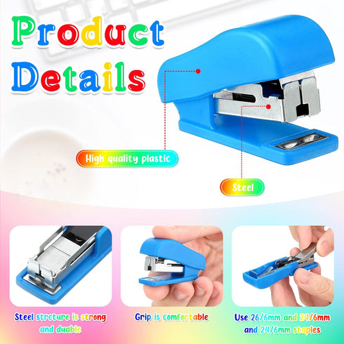 Mini Stapler with Staples, Portable Small Hand Held Stapler, Multicolor Kids Stapler Set for Office School (30 Pieces)