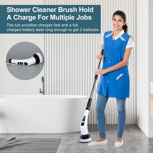 soarup90000 7 Handle,7 1 Electric Spin Scrubber with Replaceable Brush HeadShower Scrubber with Long in Cordless