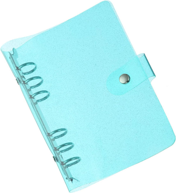 PATIKIL A6 Clear Binder Cover, Soft PVC Bling Loose Leaf Protector with Snap Button Closure, Blue
