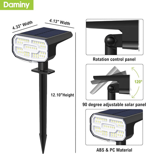 9 IP65,Multicolor Deconrations-4 Pack DAMINY Color Changing Solar Spot Lights Lighting Modes, Outdoor Waterproof RGB