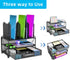 Simple Trending Mesh Desk File Organizer, Desktop Storage with Sliding Drawer, Double Tray, and 5 Upright Sections