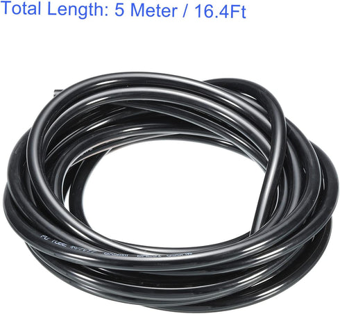 Pneumatic Tubing, Polyurethane Air Compressor Hose Pipe, 8mm OD 5mm ID, 16.4Ft, Black