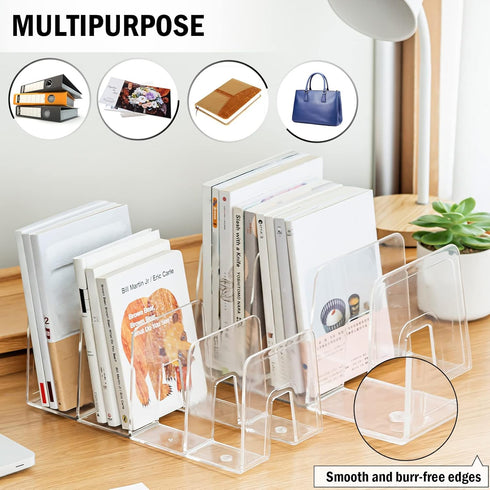 Clear Desktop Book Organizer, Creative Book Stand, Non-Acrylic Stand for Home School and Office, Divider Bookshelf (4